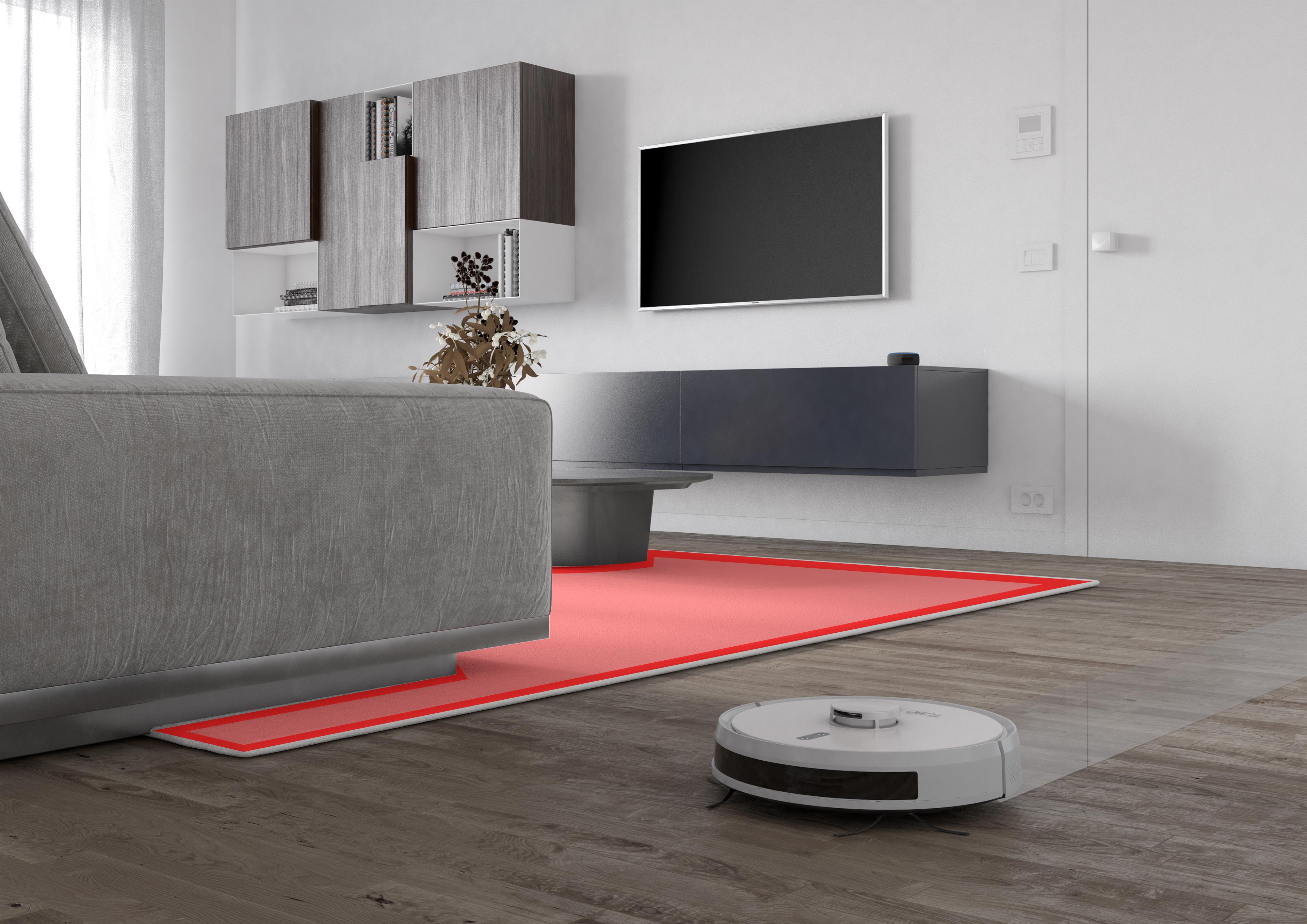 TR900L con la funzione Mop evita i tappeti in modo da non bagnarli